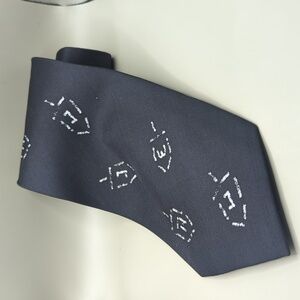 Dreidel Hanukah 100% Silk Black Neck Tie Holiday Chanukkah Fun Kendall Drive